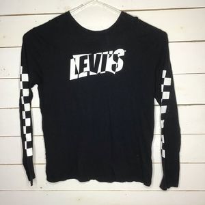 New Levis Hodop Long Sleeve Logo Tee Black White
